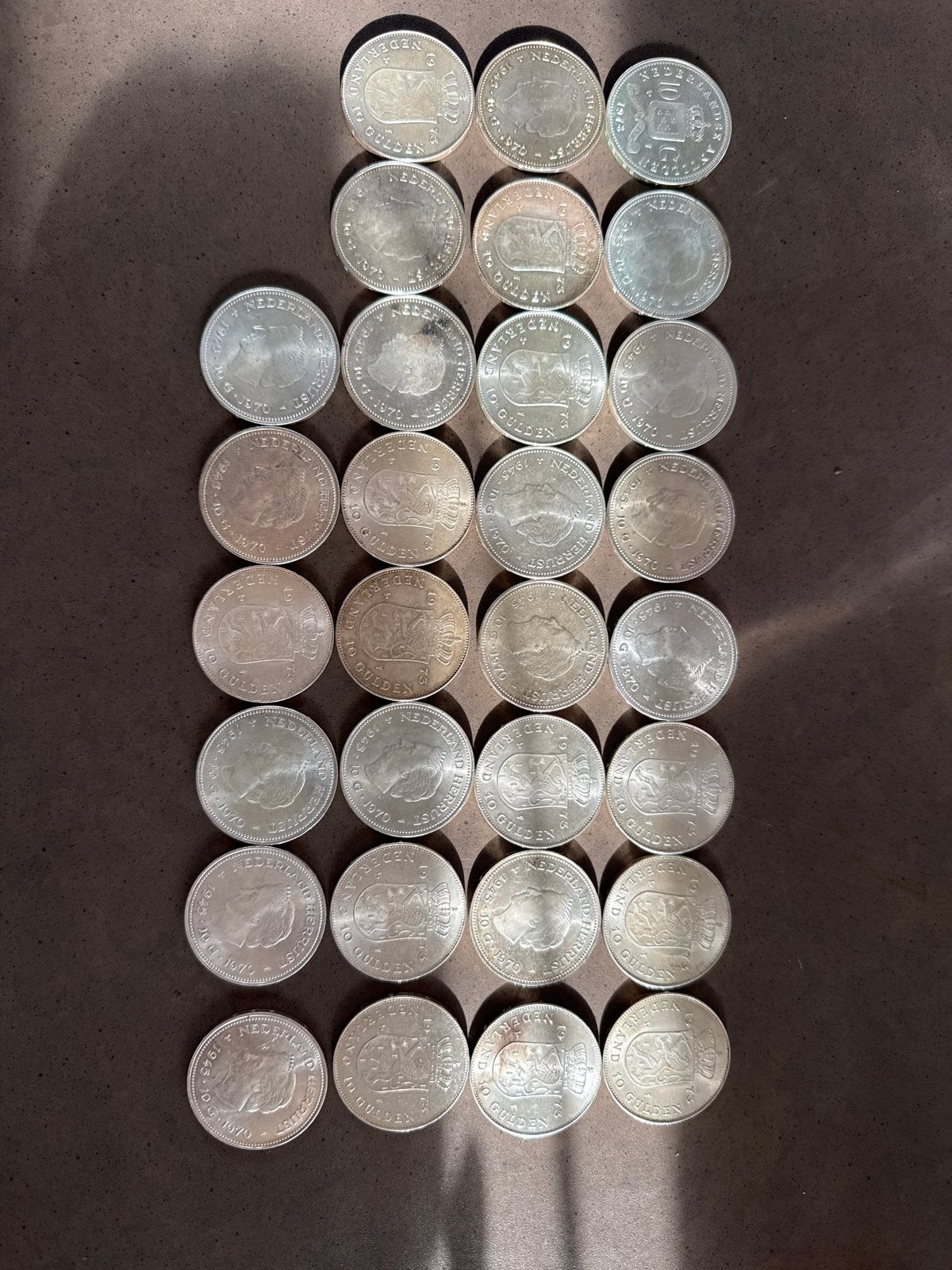 30 zilveren tientjes Juliana, netto 540 gram, Koningin Juliana, Setje, Zilver, Ophalen of Verzenden