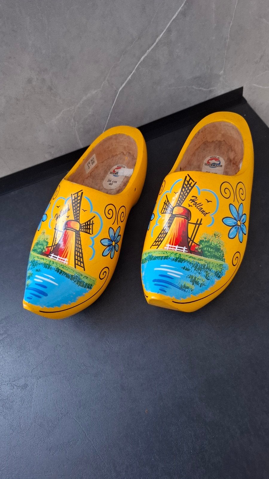 Gele Klompen met Molen en Bloemen - Maat 40, Ophalen of Verzenden