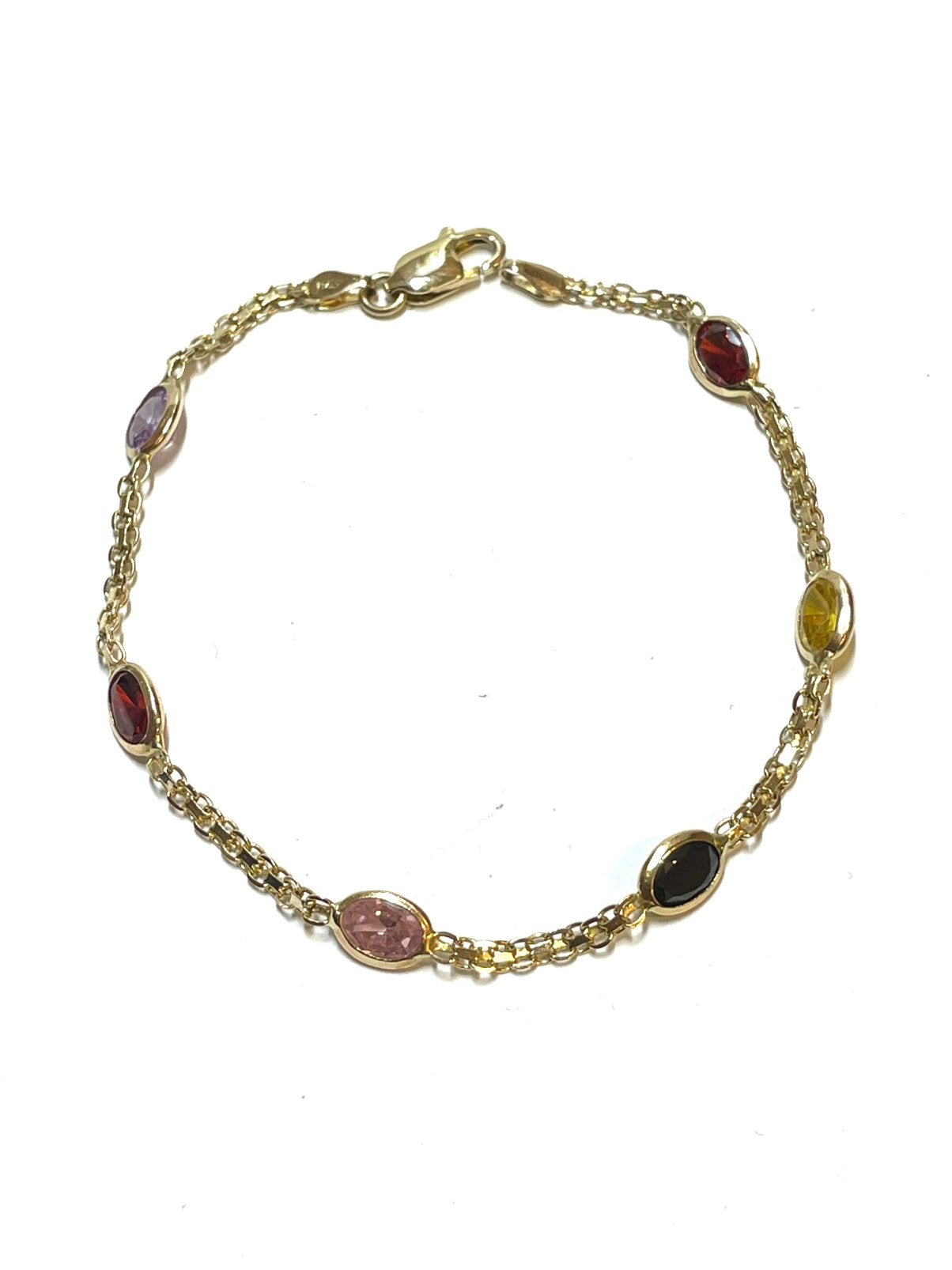 14k gouden armband met meerdere stenen, -, -, Ophalen of Verzenden, Zo goed als nieuw
