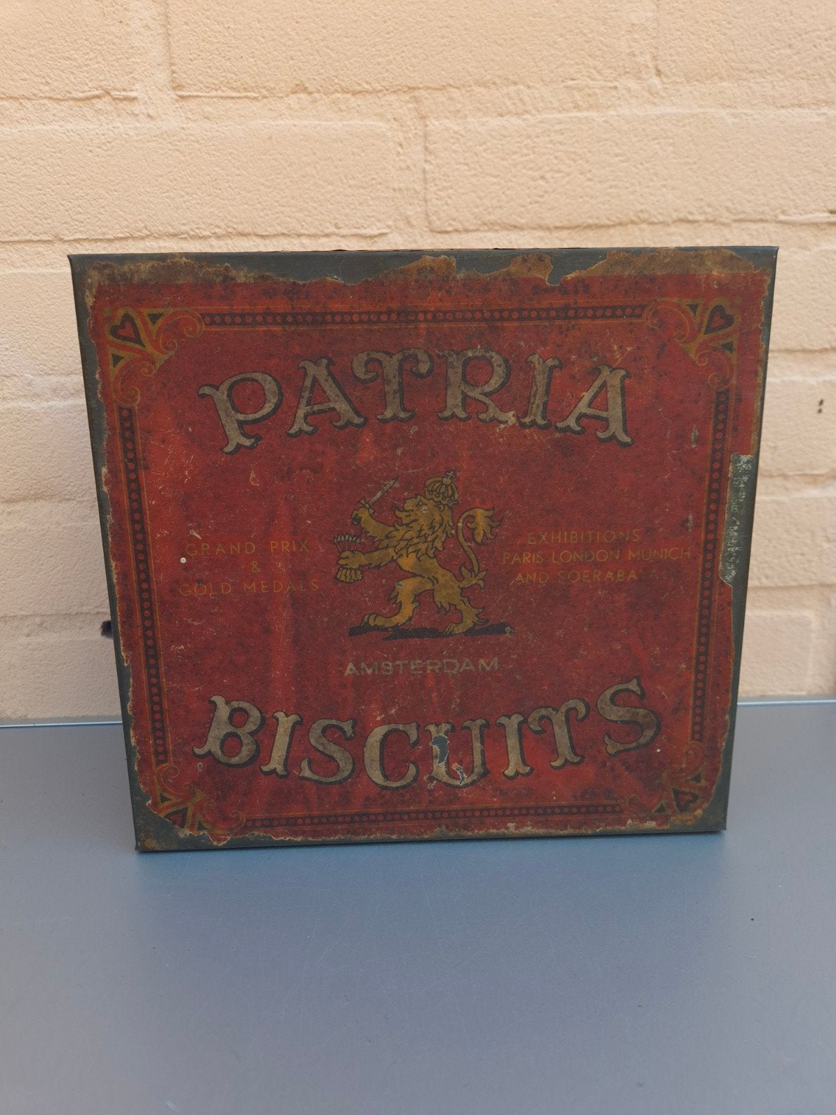 Blik Patria Biscuits., Ophalen of Verzenden, Gebruikt, Koek(jes), Overige merken