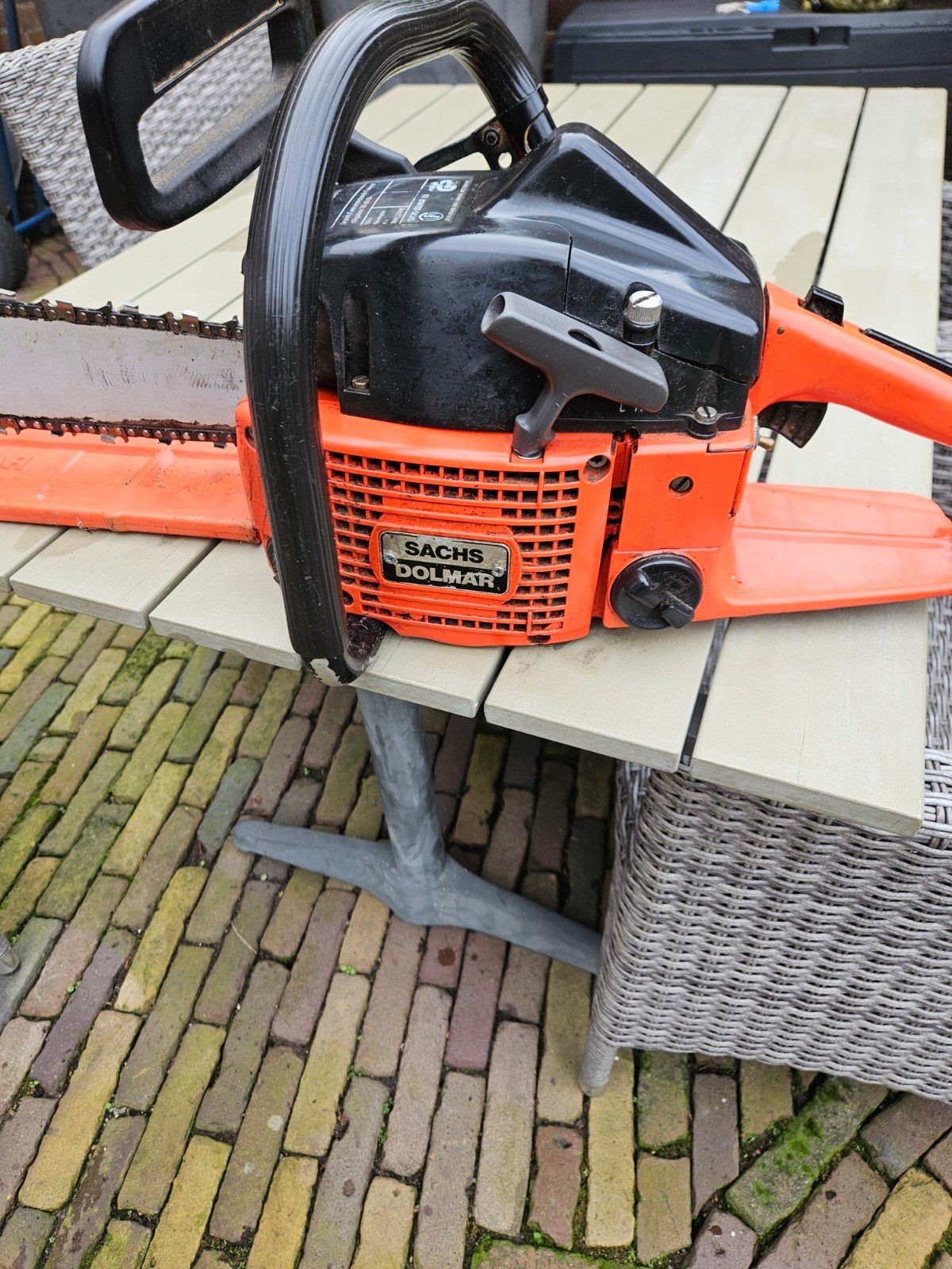 Dolmar 115 motorzaag met iets werk, Ophalen of Verzenden, Gebruikt, Overige soorten, Sachs Dolmar