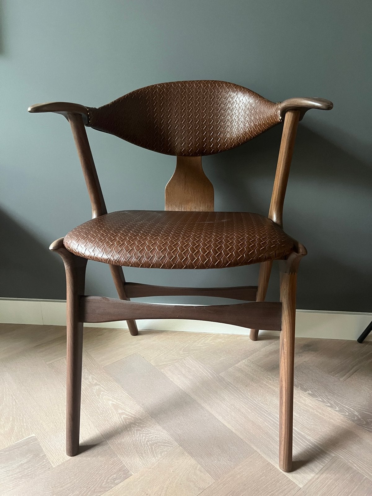 Vintage Deens design/ Louis van Teeffelen eetkamerstoelen, Ophalen, Vintage Deens design, Bruin, Leer