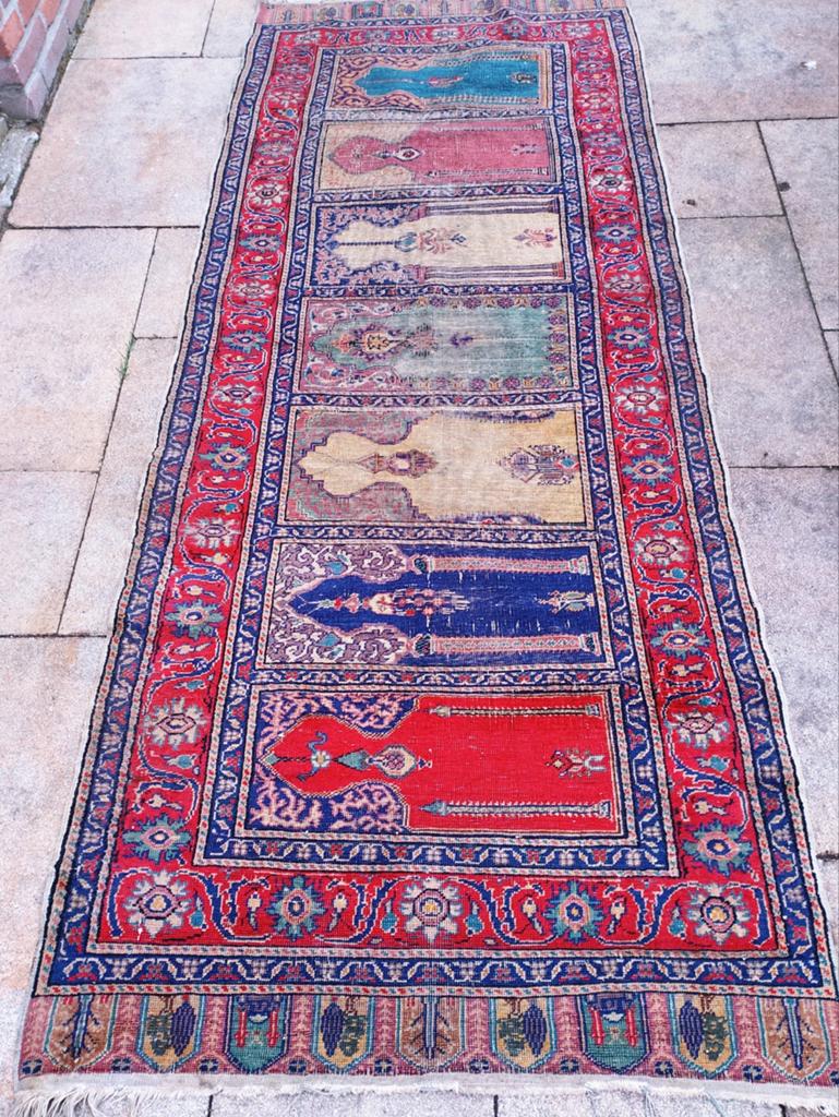 Vintage Oosters Tapijt - Handgeknoopt Loper, Oosters, Vintage, Traditioneel, Gebruikt, 200 cm of meer, Groen