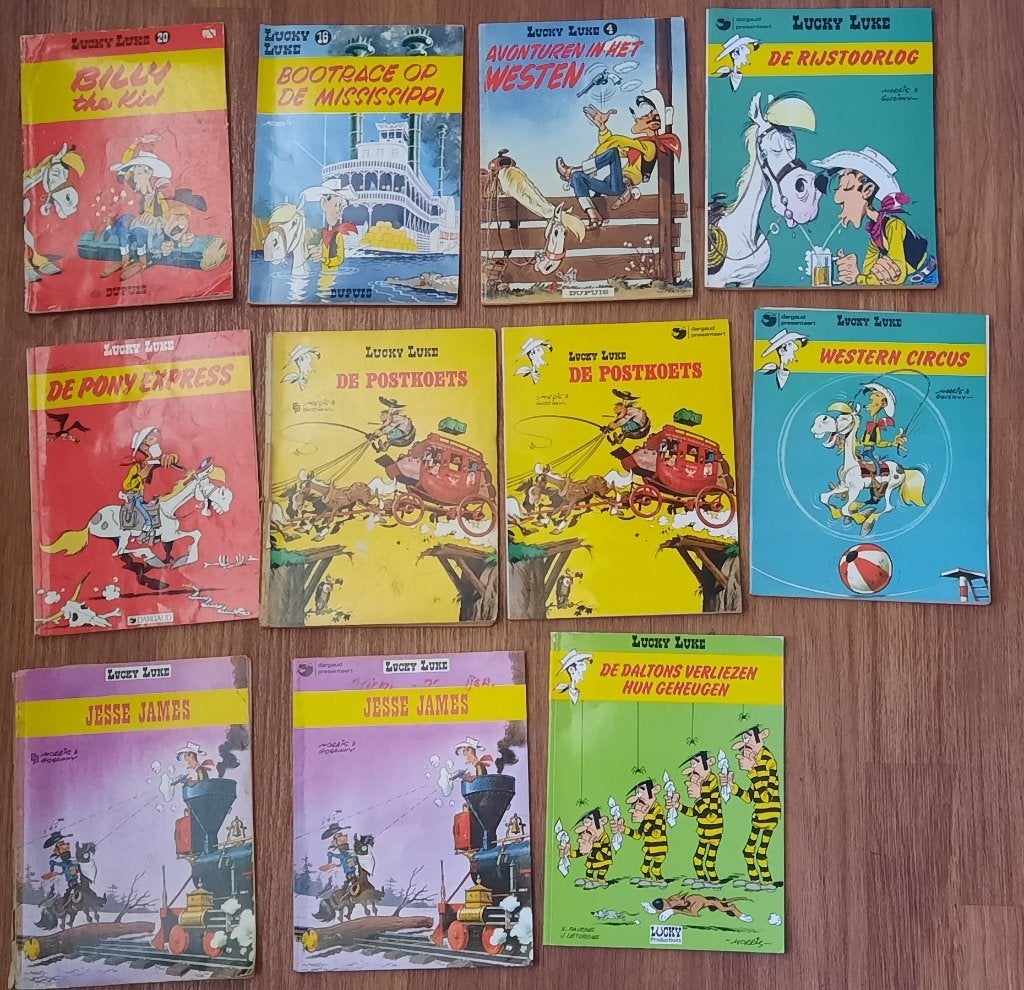 stripboeken 11x Lucky Luke 1969-1991, Meerdere stripboeken, Ophalen of Verzenden, Gelezen