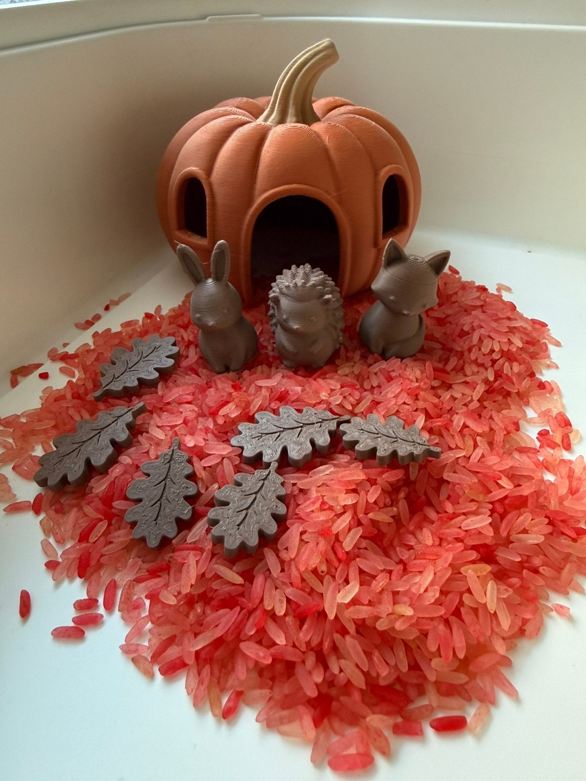 Sensory play sensorisch spelmateriaal herfst bosdieren, Ophalen of Verzenden, Zo goed als nieuw