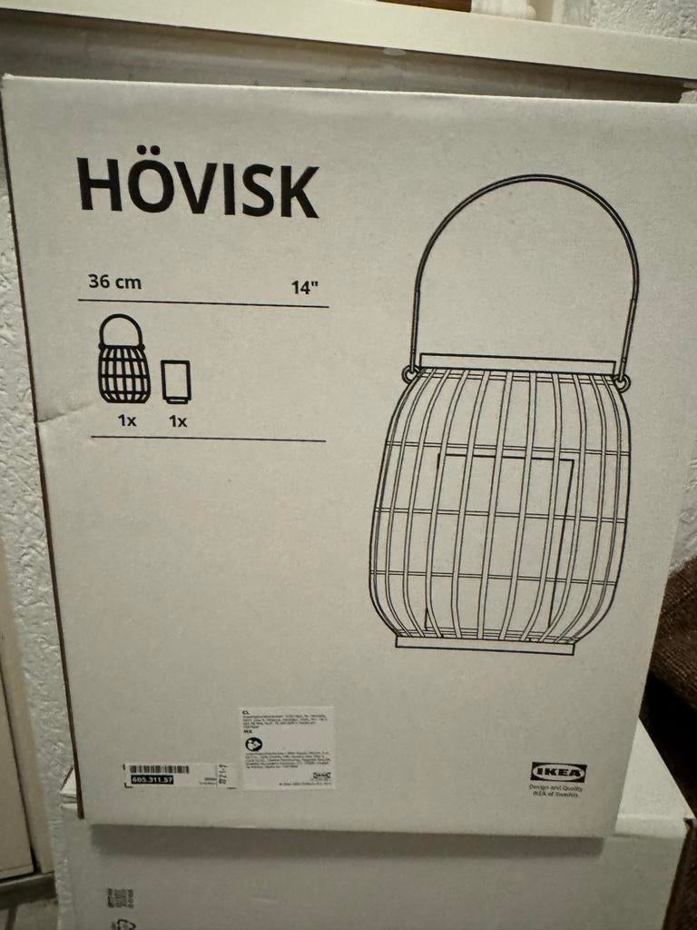 IKEA HÖVISK Lantaarn voor stompkaars, bamboe, 36 cm, Ophalen, Nieuw