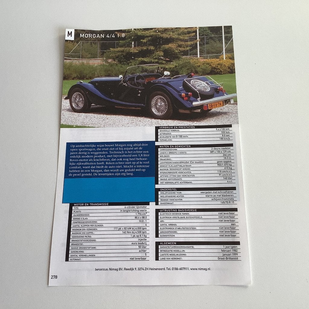Artikel Morgan 4-4, Ophalen of Verzenden, Zo goed als nieuw, Overige merken