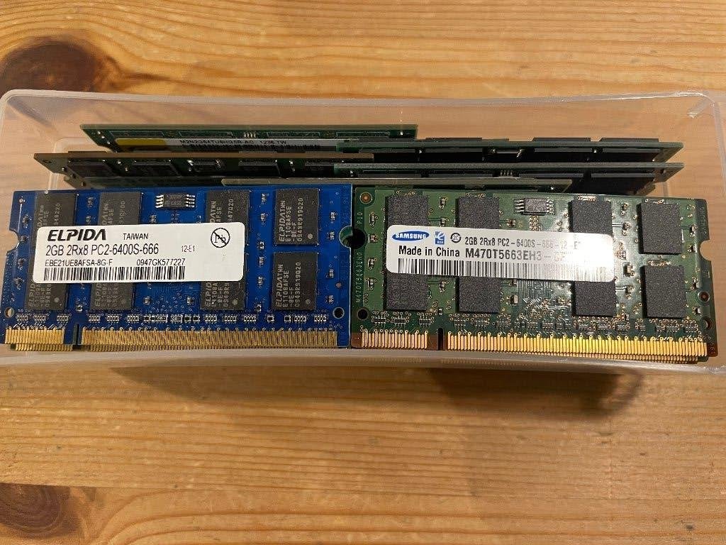 2GB 2Rx8 P2 6400s div modules., Gebruikt, Ophalen of Verzenden, DDR2, 2 GB