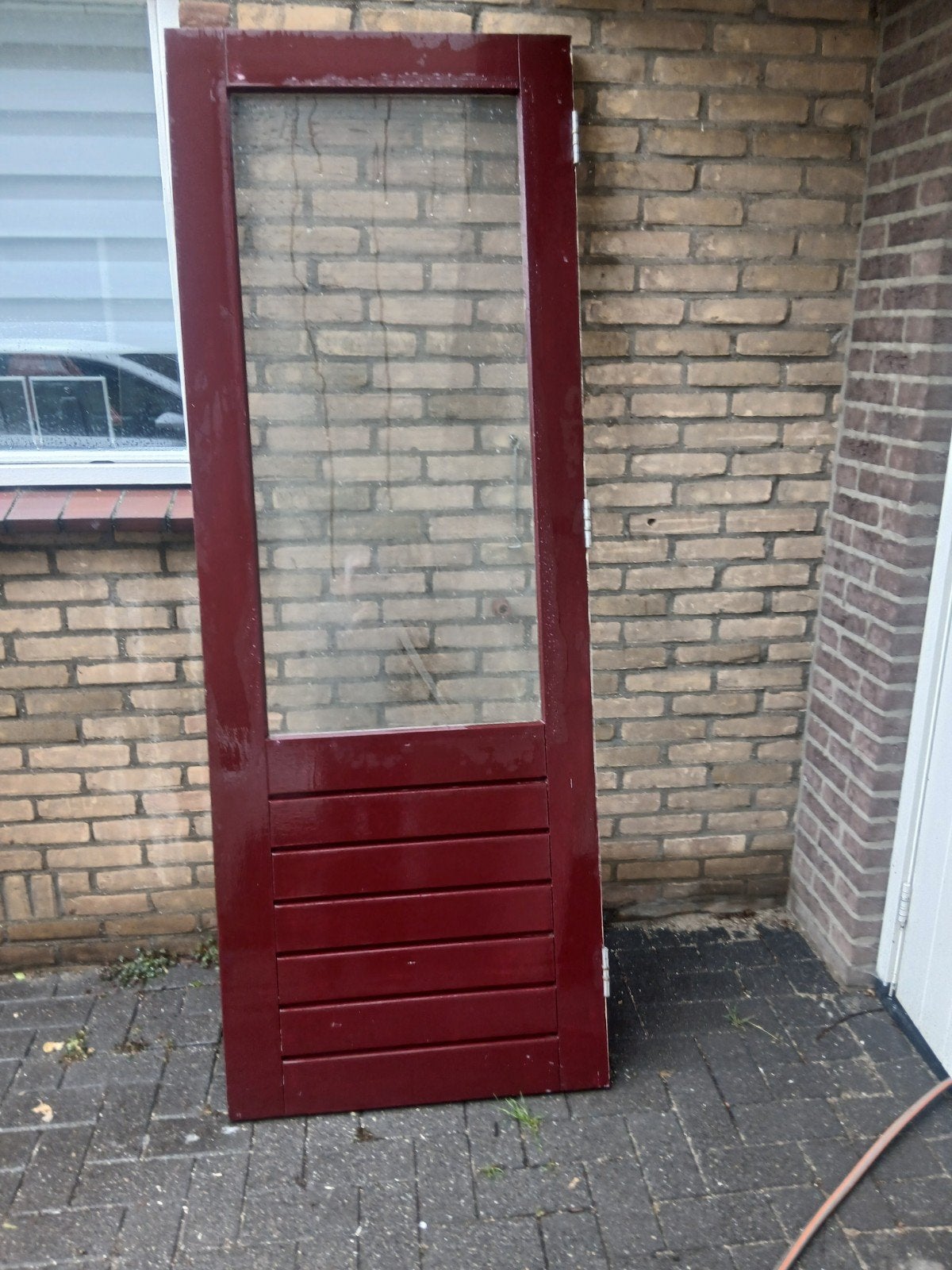 Hardhouten achterdeur buitendeurmet Enkelglas en Schanieren, Doe-het-zelf en Verbouw, Deuren en Horren, Ophalen