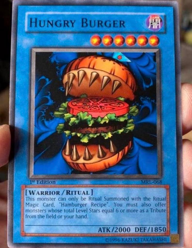 Yu-Gi-Oh! Hungry Burger MRL 1st Edition US Print!, Ophalen of Verzenden, Zo goed als nieuw, Losse kaart