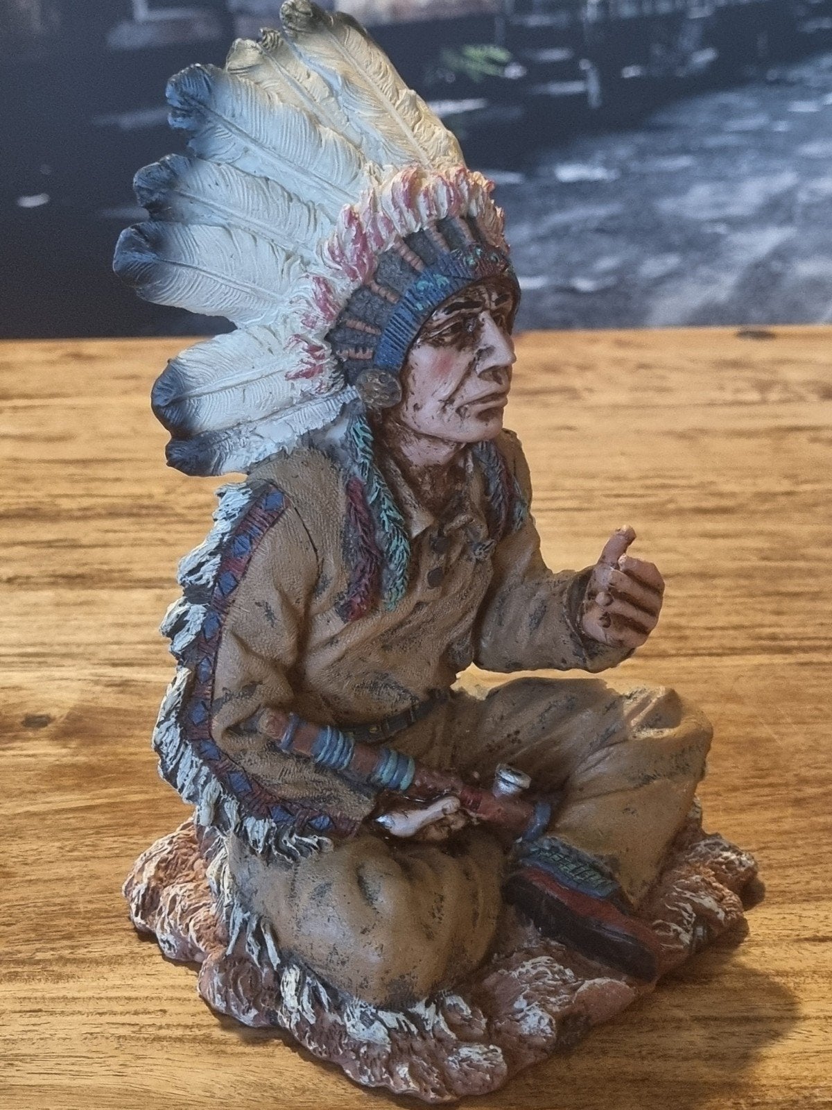 Indianen beeldje met verentooi - Gedetailleerd, Ophalen of Verzenden, Gebruikt, Mens