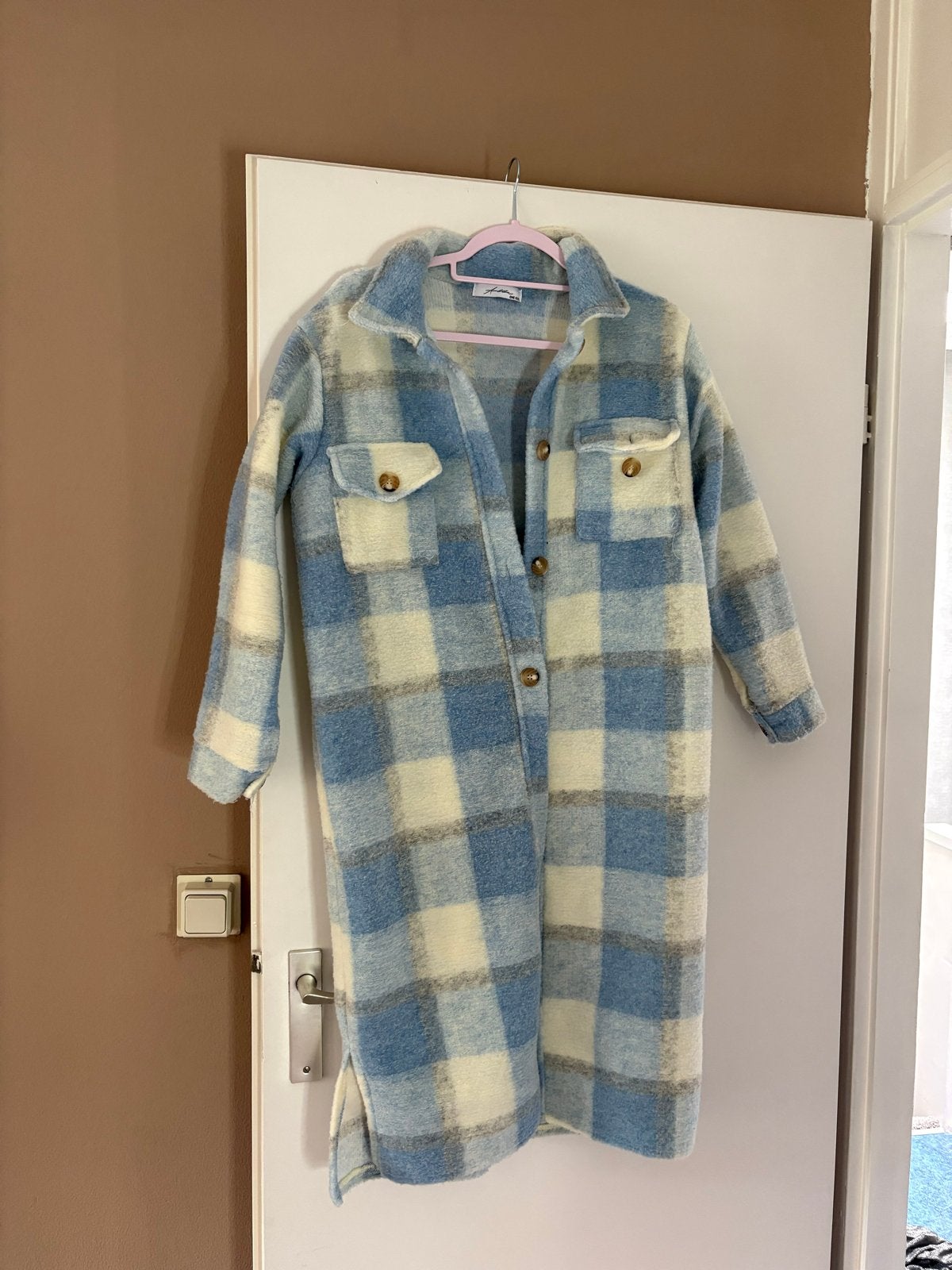 Ambika vest blauw-wit geruit, zachte textuur, one size, Kleding | Dames, Truien en Vesten, Ophalen of Verzenden, Zo goed als nieuw