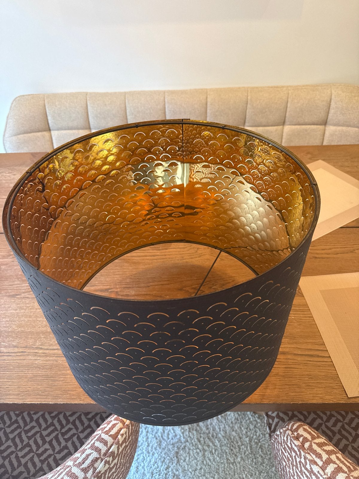 IKEA NYMÖ Lampenkap zwart/messingkleur, 44 cm, Overige typen, Zwart, Rond, Zo goed als nieuw
