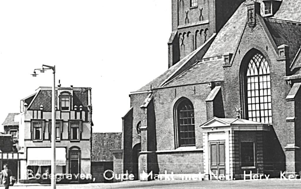 946576 Bodegraven ZH 1958 gel in 61 Oude Markt Ned Herv Kerk, Ophalen of Verzenden, 1940 tot 1960, Gelopen, Zuid-Holland