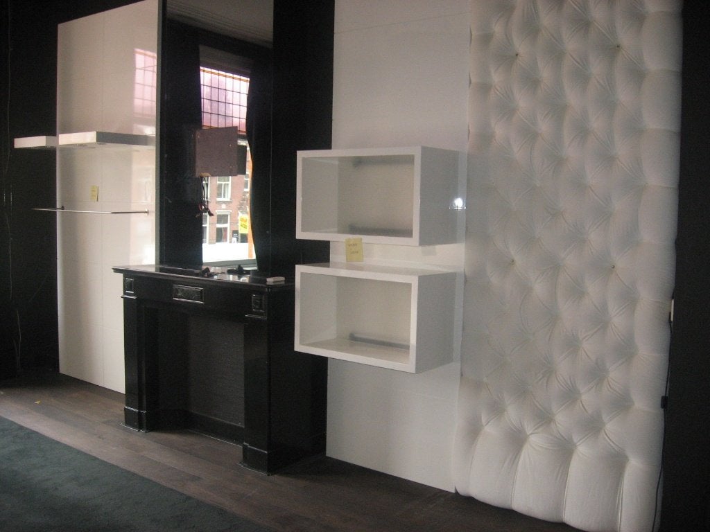 Set van 7 witte unieke hoogglans showroom wandpanelen, Ophalen, Gebruikt