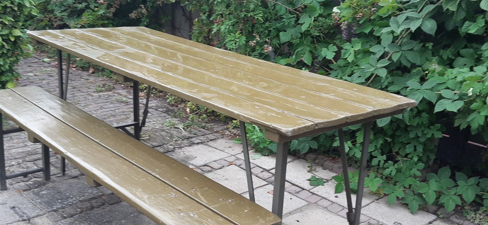 leger tafel met 2 banken, Ophalen, Gebruikt, Inklapbaar, Rechthoekig
