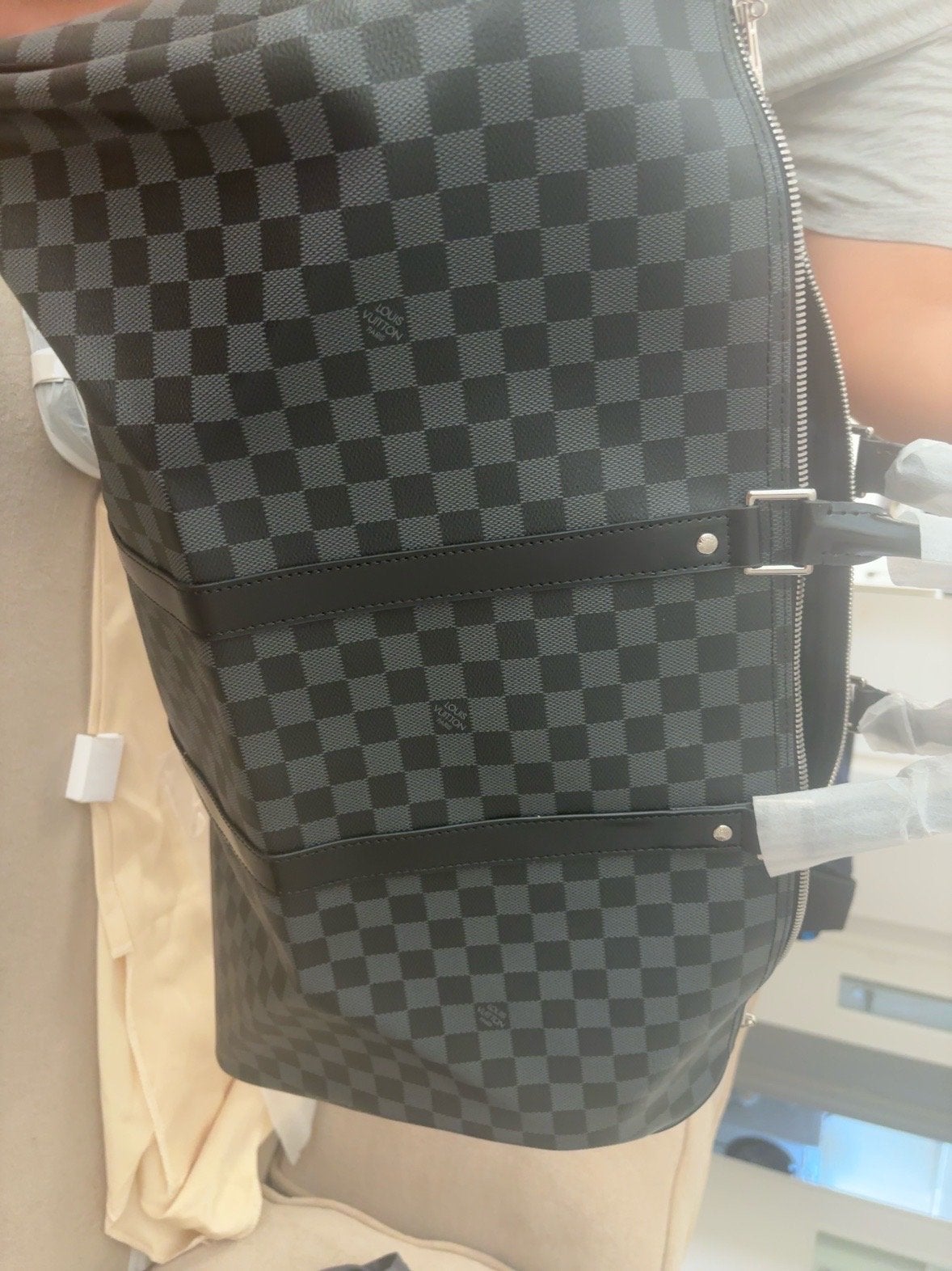 Reistas - Damier Graphite patroon, Ophalen of Verzenden, Gebruikt, Zwart, Schoudertasje