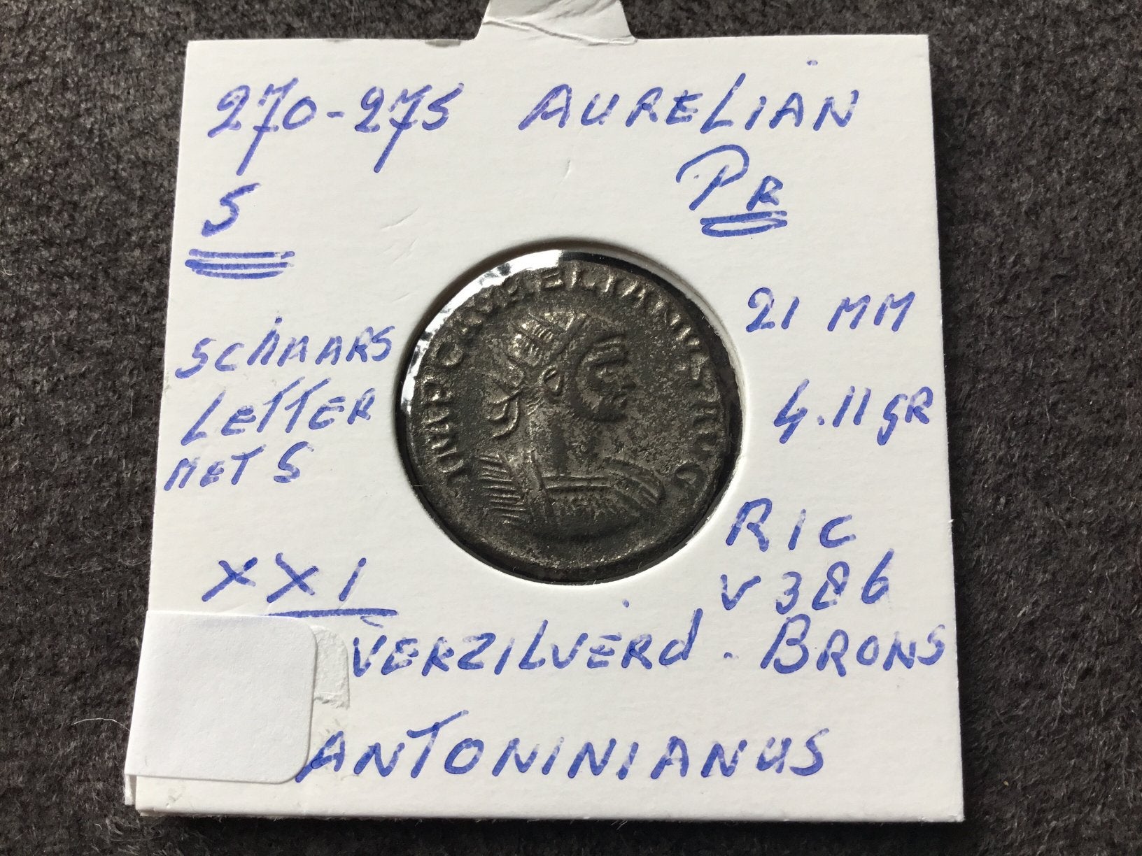 Romeinse munt 270-275 n,chr Aurelian Antoninus letter S pr, Ophalen of Verzenden, Italië