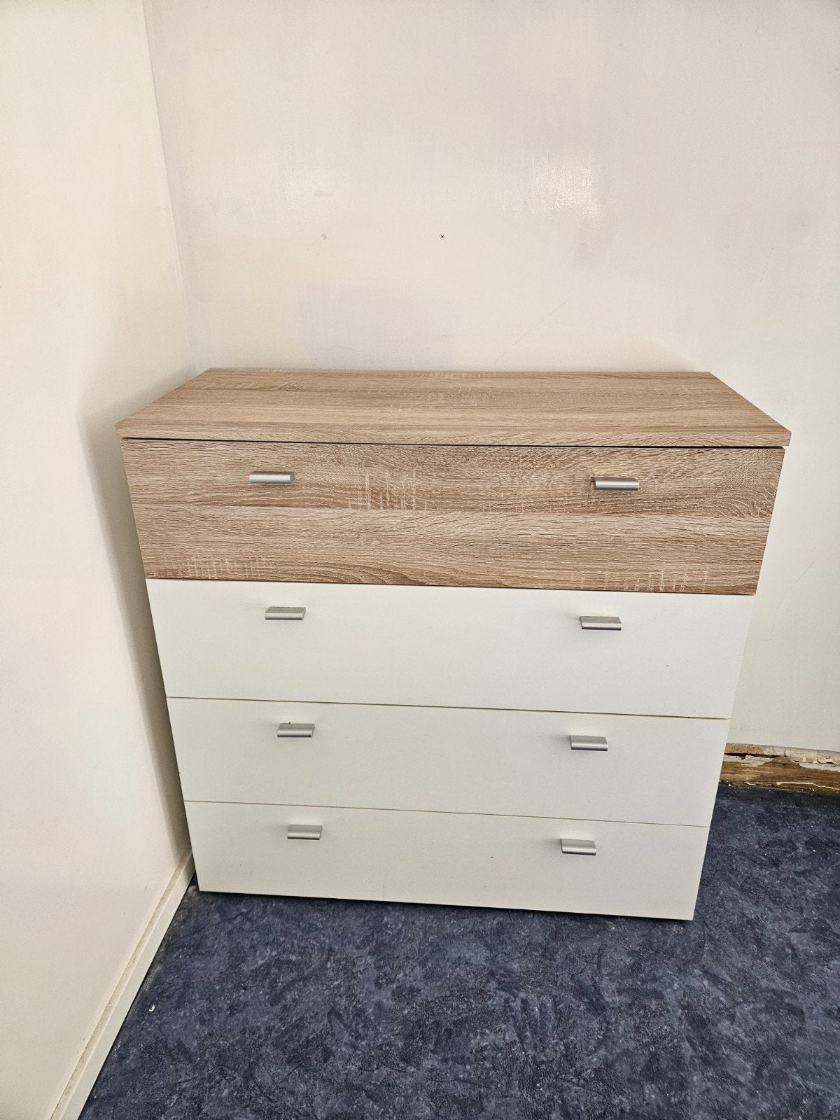 JYSK commode wit/eikenlook, Ophalen, Gebruikt, 50 tot 100 cm, 3 of 4 laden