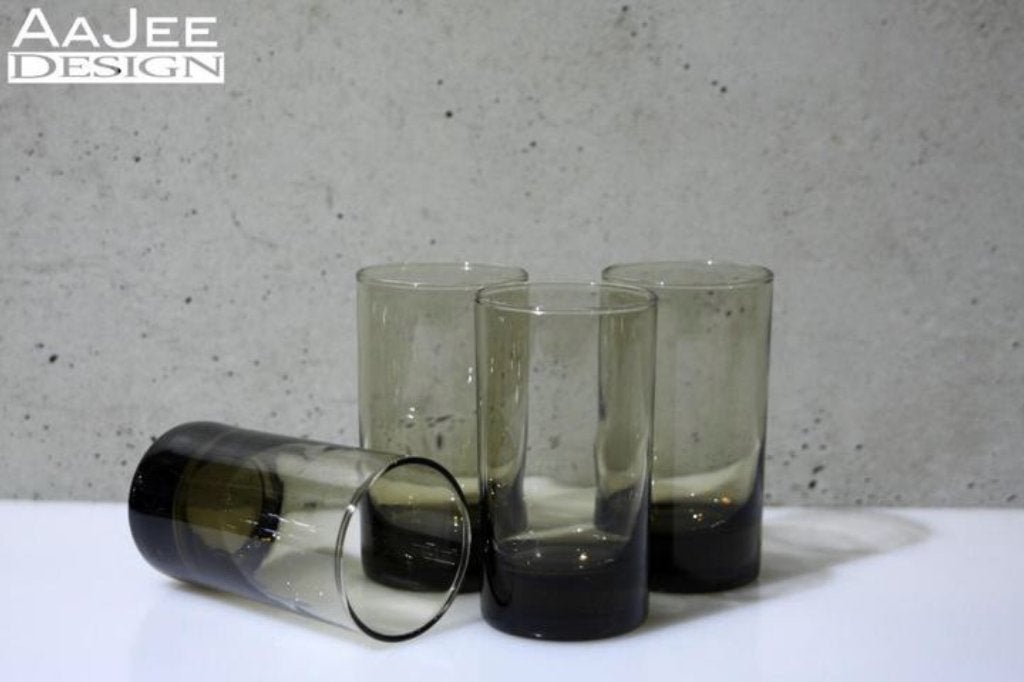 4 X Vintage rookglas shotglaasjes - Luminarc France - Fume, Ophalen of Verzenden, Zo goed als nieuw, Borrel- of Shotglas