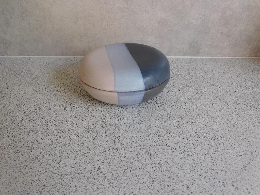 Trinket Box 13x5 cm. Blauw Creme Aardewerk, Ophalen of Verzenden