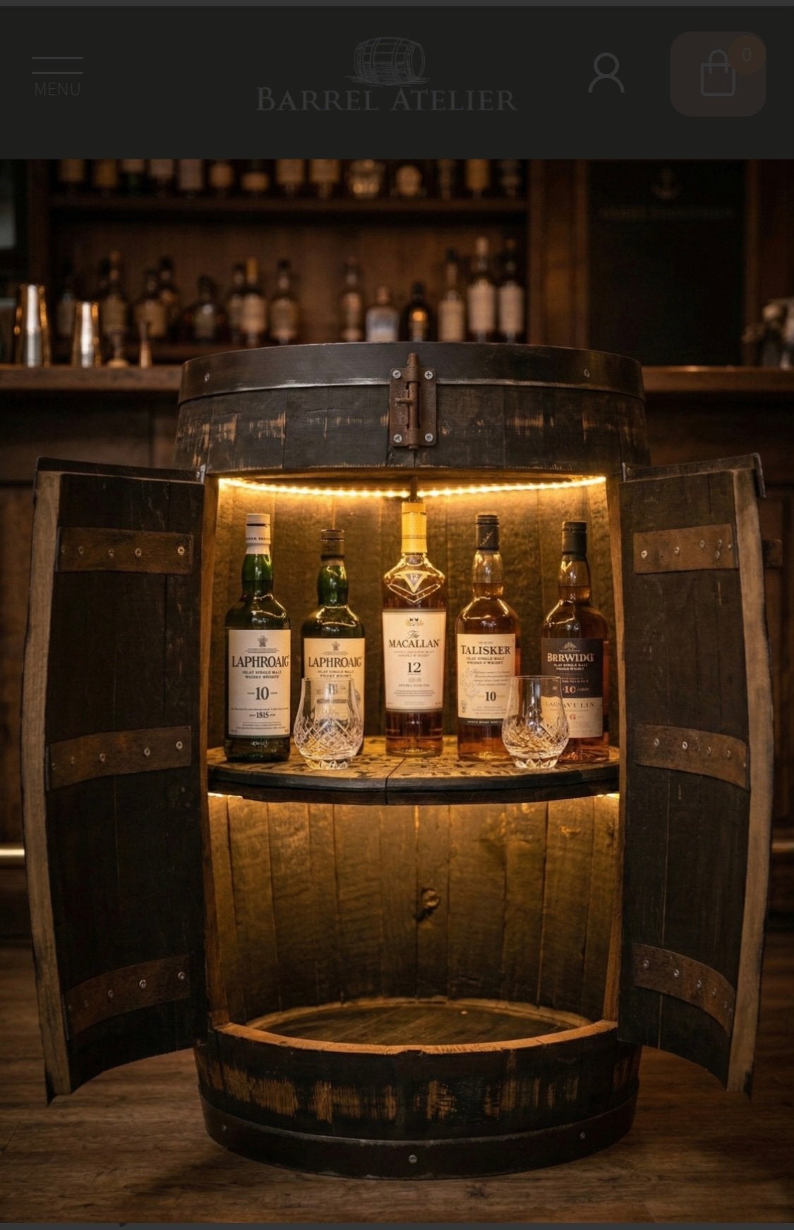 Unieke Whiskyvat Kast / Drankkast / Whiskykast / Wijnkast, Ophalen, Nieuw, BarrelAtelier, Info@barrelatelier.nl