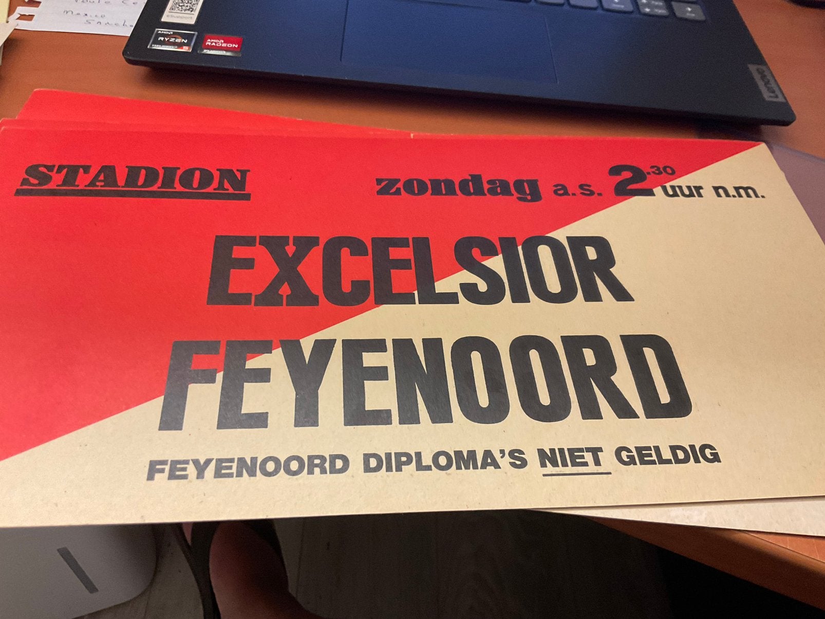 Feyenoord Exselsior 2 tramkaarten jaren 70, Ophalen of Verzenden, Feyenoord