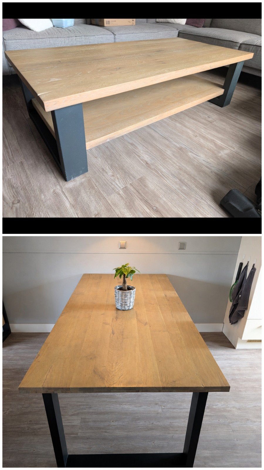Meubelset salontafel en eettafel, Ophalen, 100 tot 150 cm, 50 tot 100 cm, Zo goed als nieuw