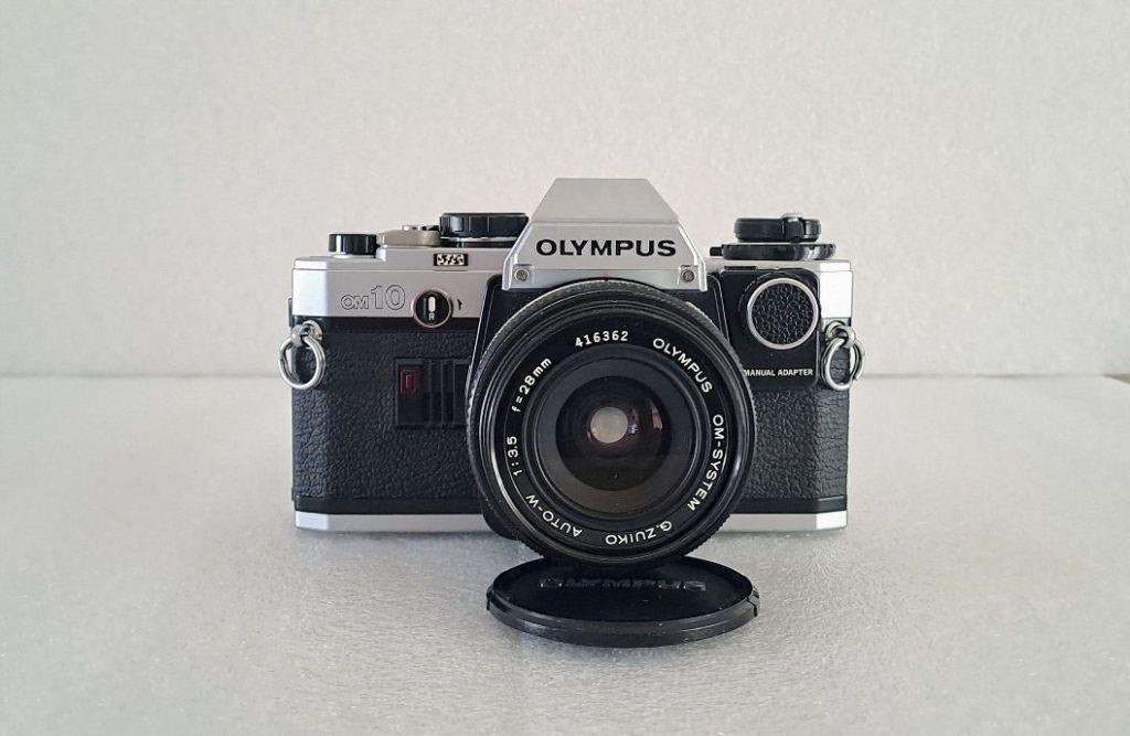Olympus OM10 + G. Zuiko Auto-W 1:3.5 28mm + manual adapter, Ophalen of Verzenden, Gebruikt, Spiegelreflex, Olympus