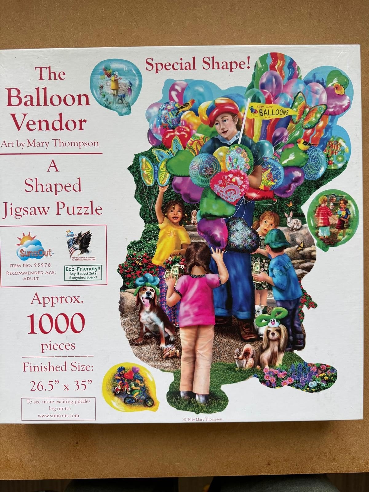 SunsOut The Balloon Vendor Vormpuzzel 1000 stukjes, Ophalen of Verzenden, 500 t/m 1500 stukjes