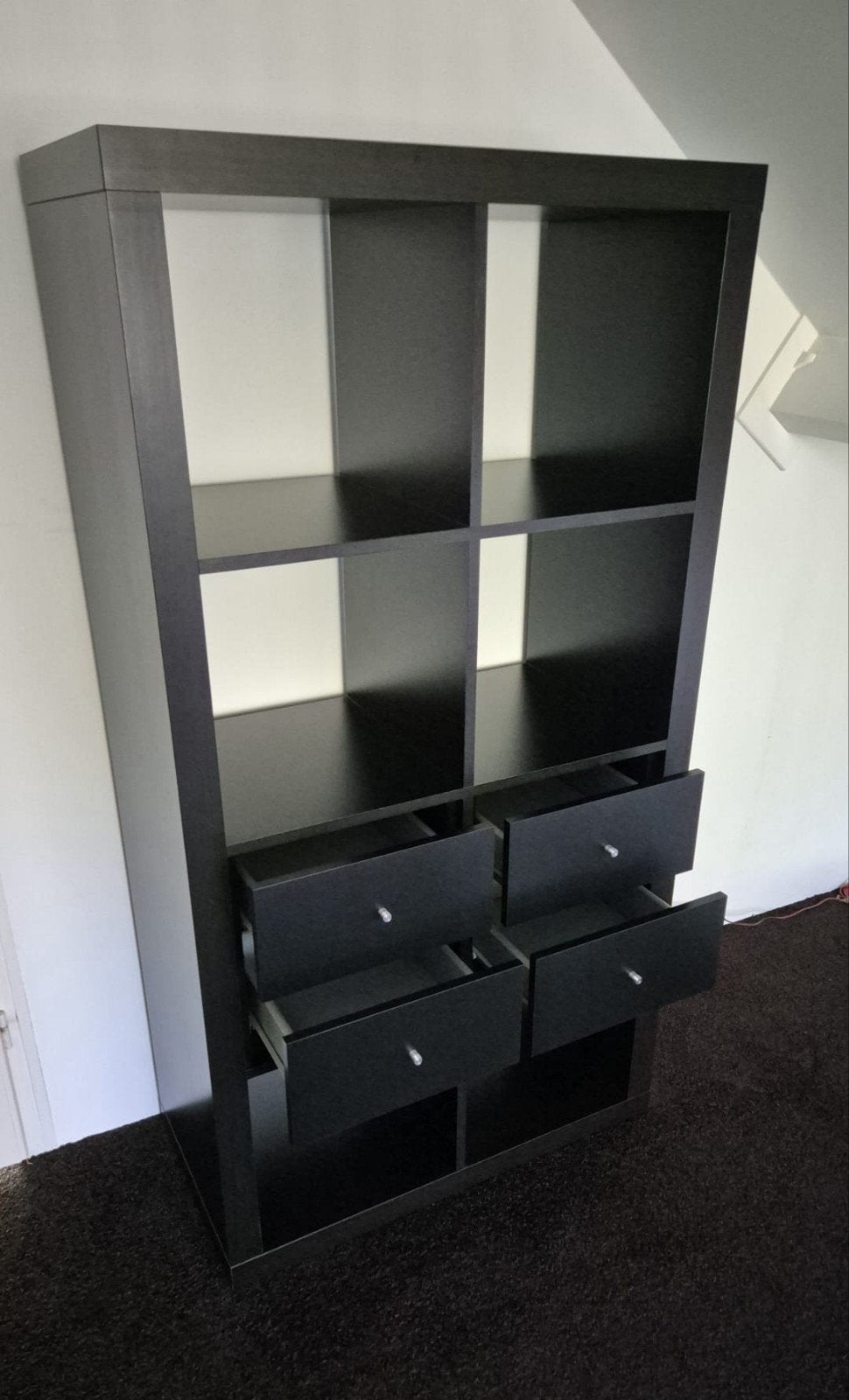 Ikea zwartbruine kast met lades en planken, Ophalen, Met plank(en), Gebruikt, 50 tot 100 cm