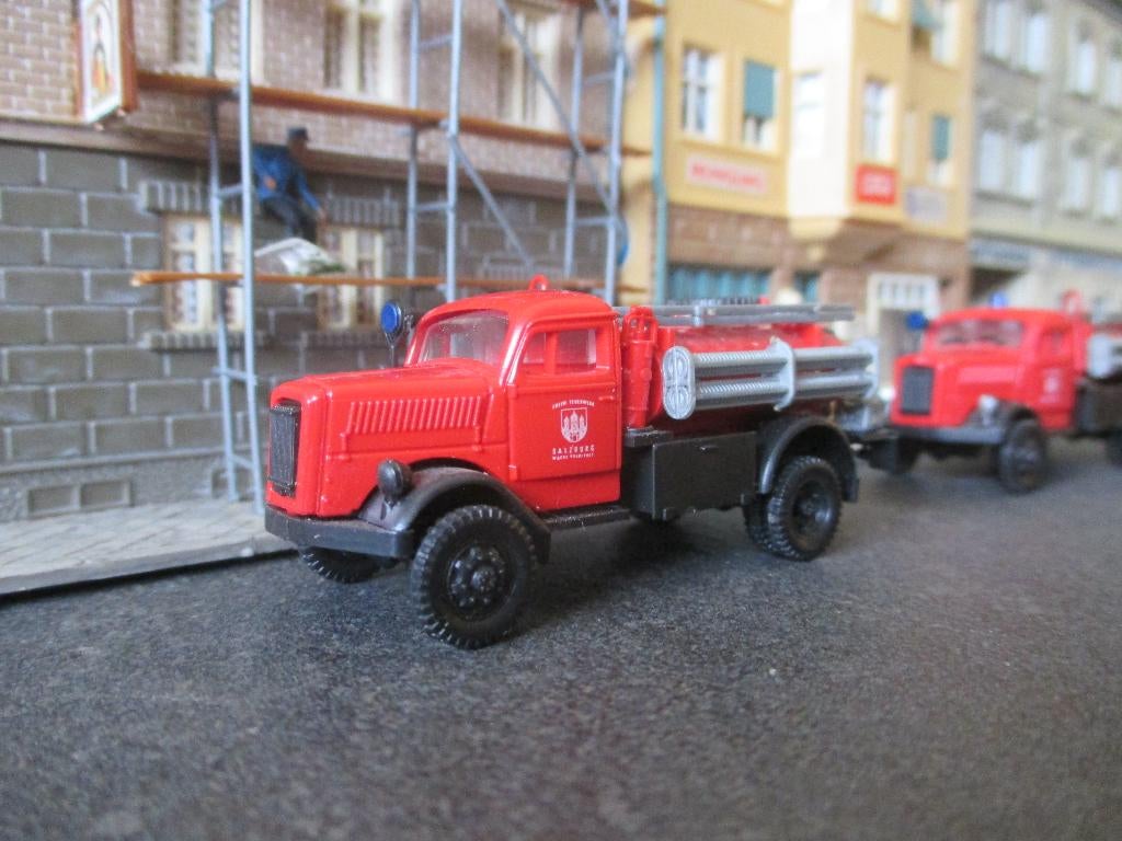 1939 Opel Blitz bluswagen Roco Brandweer Rood/Zwart, Ophalen of Verzenden, Gebruikt, Bus of Vrachtwagen, Roco