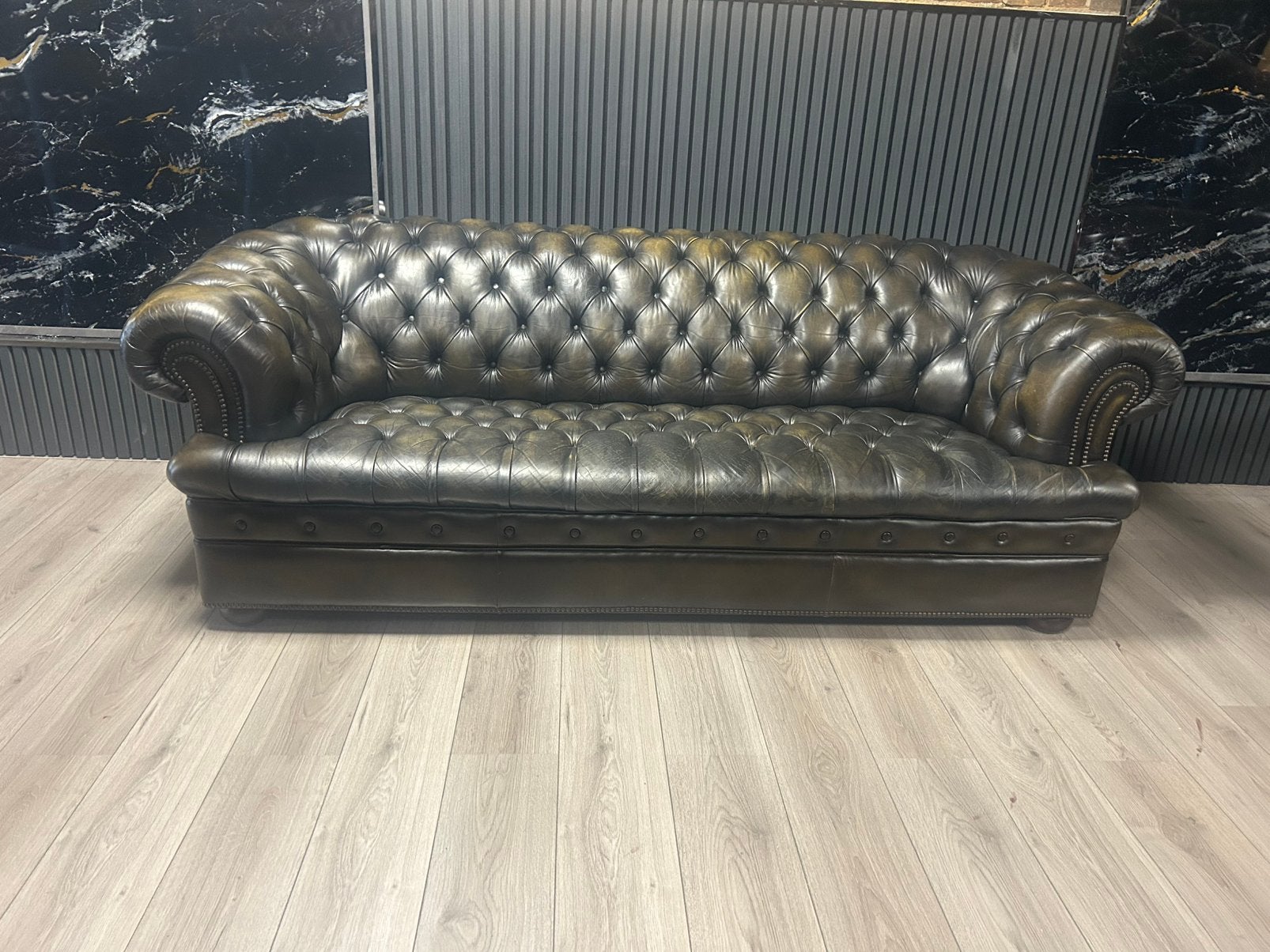 Exclusieve Chesterfield Lederen Button Seat !!, Ophalen of Verzenden, Zo goed als nieuw, 75 tot 100 cm