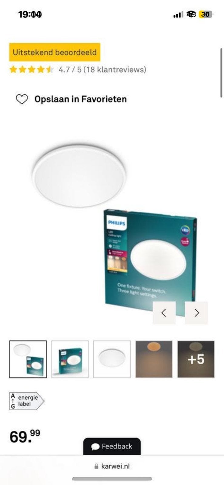 Philips  badkamerlamp led, Ophalen of Verzenden, Zo goed als nieuw, Metaal of Aluminium, Led