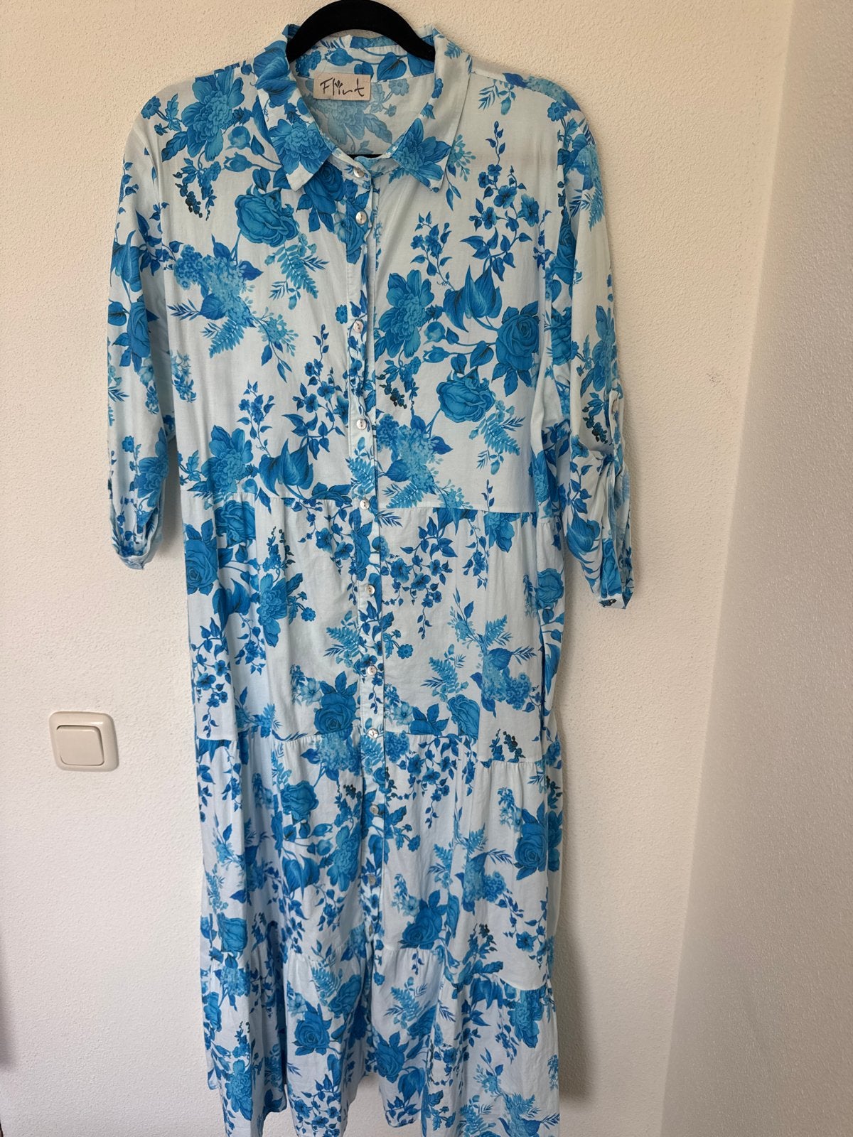 Flirt maxi jurk XXL 100% dunne katoen met bloemenprint, Maat 38/40 (M), Blauw, Ophalen of Verzenden, Zo goed als nieuw