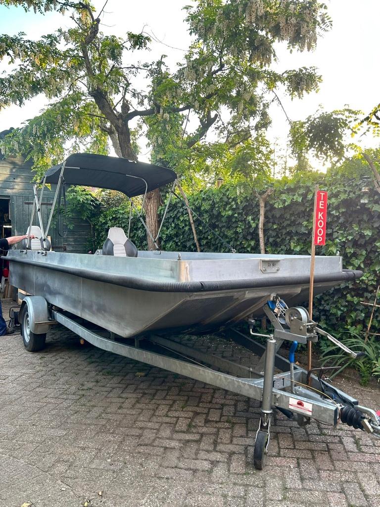 Aluminum boot Bumper XL + Trailer + Buitenboord motor, Overige merken, Gebruikt, Buitenboordmotor, Aluminium