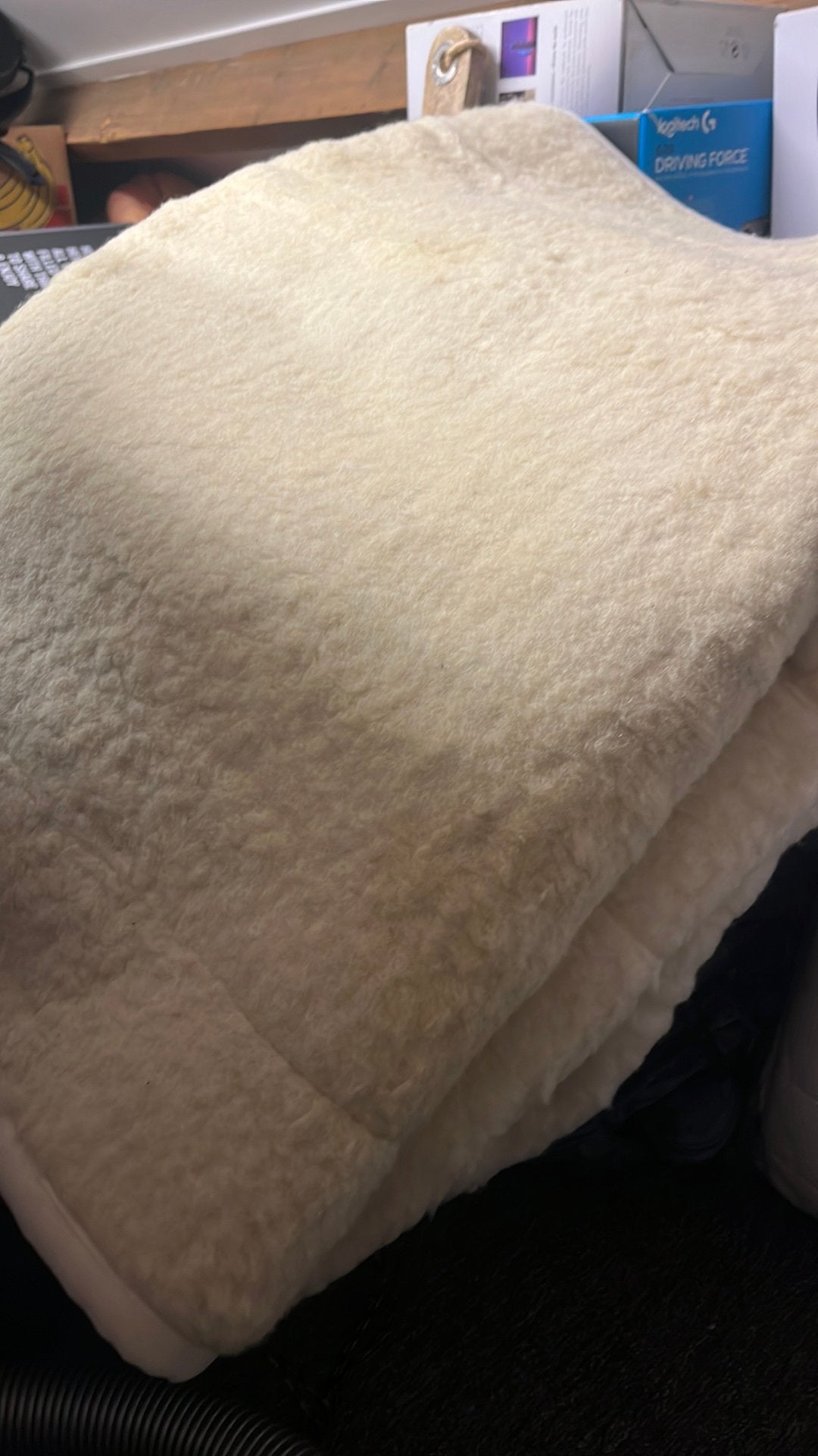 Wollen onderdeken voor 1 persoons matras 90x200, Gebruikt, Eenpersoons, Beige, Overige typen