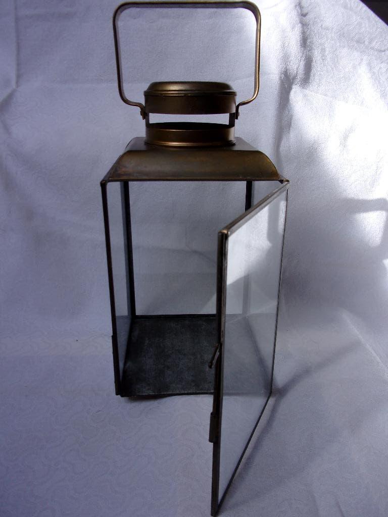 vintage goudkleurige lantaarn windlicht glas / metaal igs, Antiek en Kunst, Ophalen of Verzenden