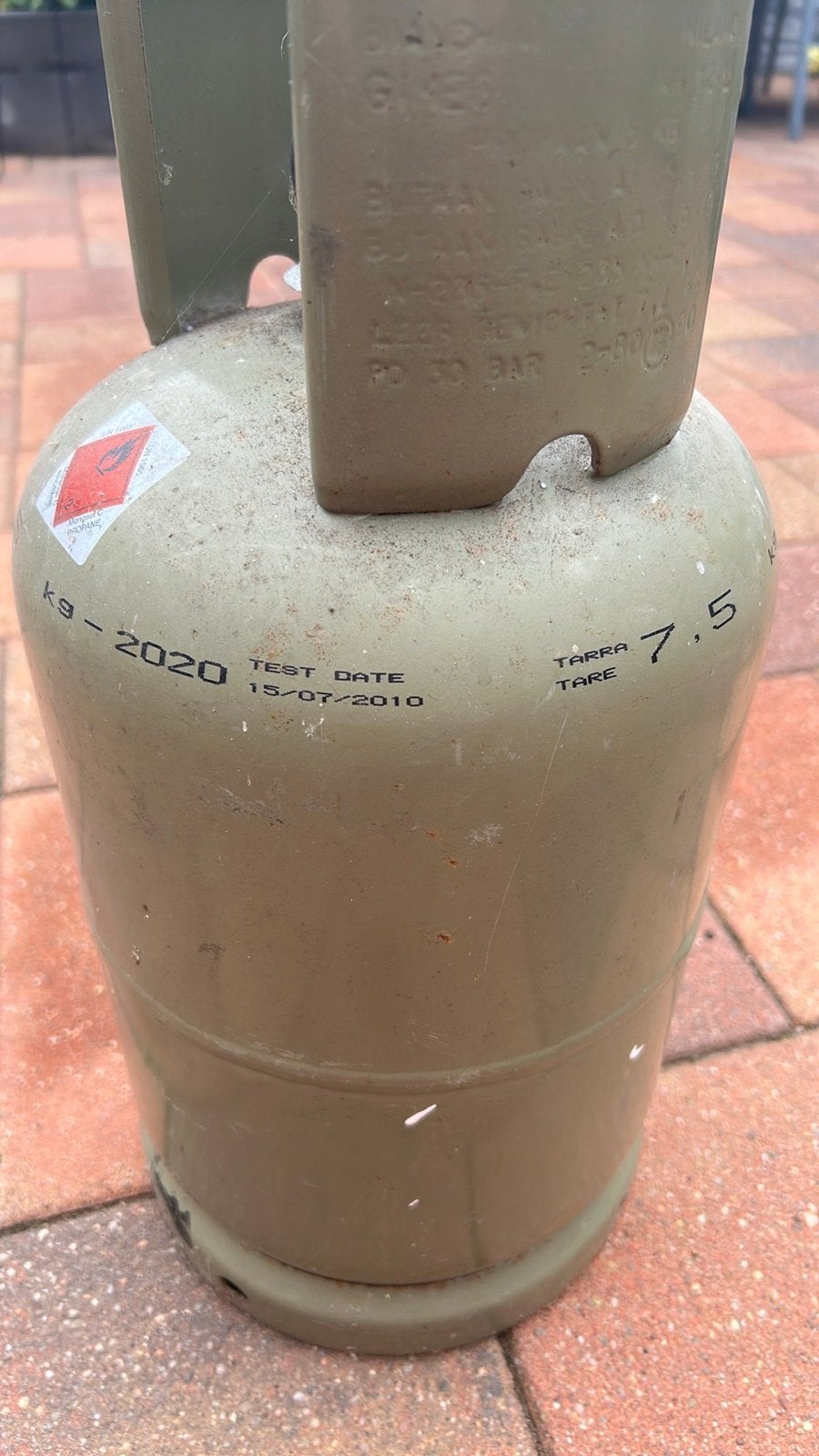 Lege gasfles (butaan/propaan) - 7,5 kg, Ophalen of Verzenden, Gebruikt