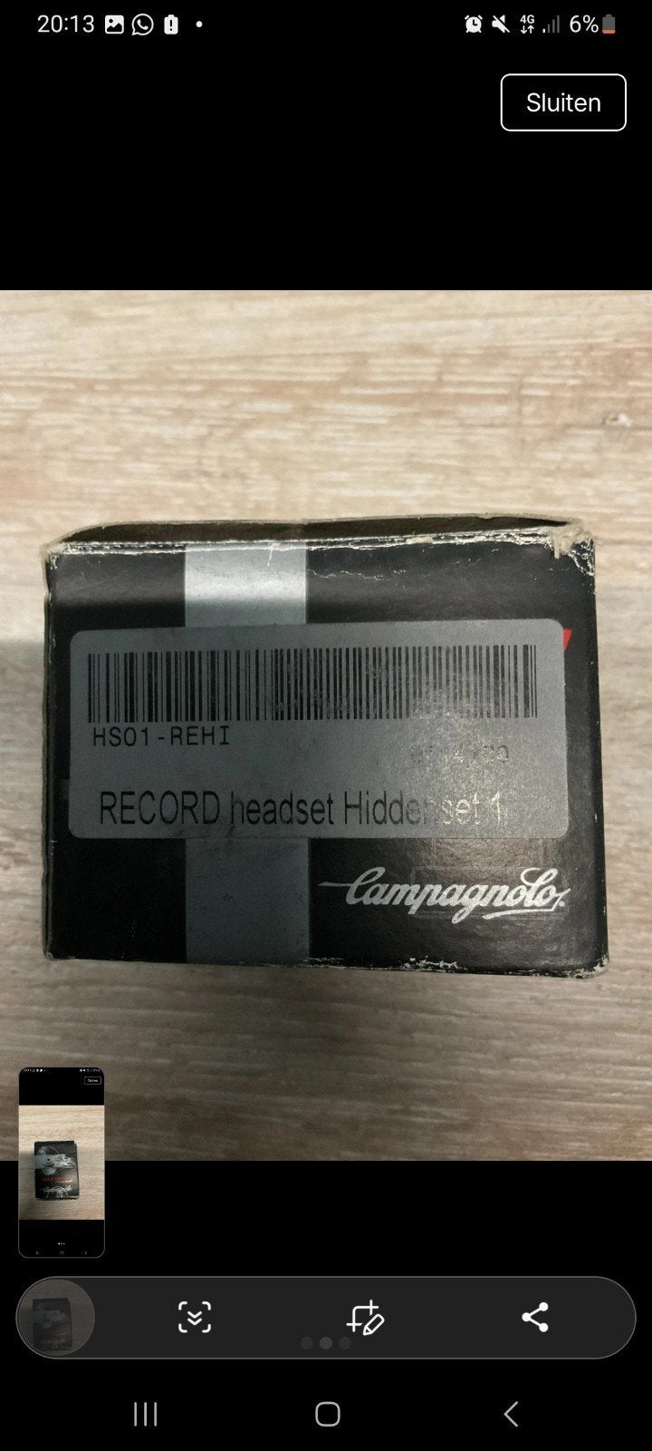 Campagnolo Record Hiddenset 1 Inch New Old Stock, Overige typen, Nieuw, Ophalen of Verzenden, Campagnolo Record
