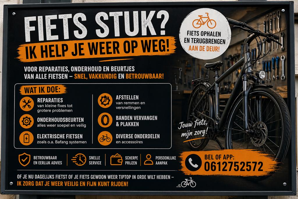 Fiets reparatie, Fietsen en Brommers, Fietsen | Dames | Damesfietsen, Ophalen of Verzenden, Zo goed als nieuw