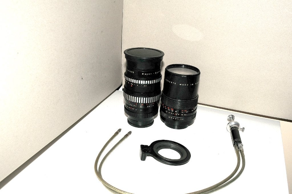 M42 135mm 2.8, verloop en draadontspanner, M42, Gebruikt, Handmatige focus, 135 mm