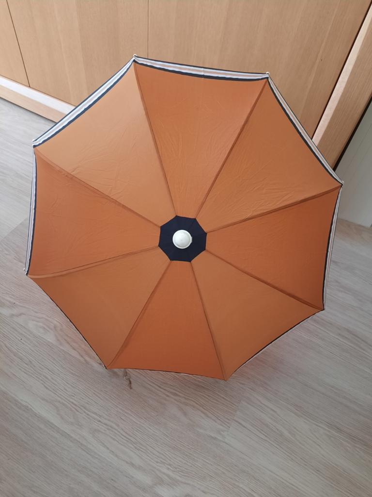 Opvouwbare Knirps Paraplu - Oranje/Zwart/Wit - Goede Staat, Ophalen of Verzenden, Gebruikt, Oranje