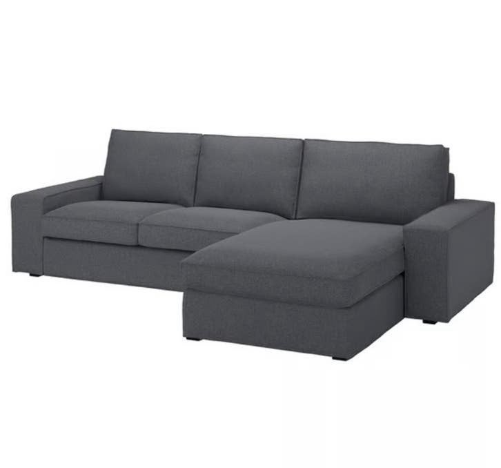 IKEA KIVIK Hoezen 3-zitsbank + Chaise longue Dansbo donkergr, Ophalen of Verzenden, Gebruikt, Driepersoons, Stof
