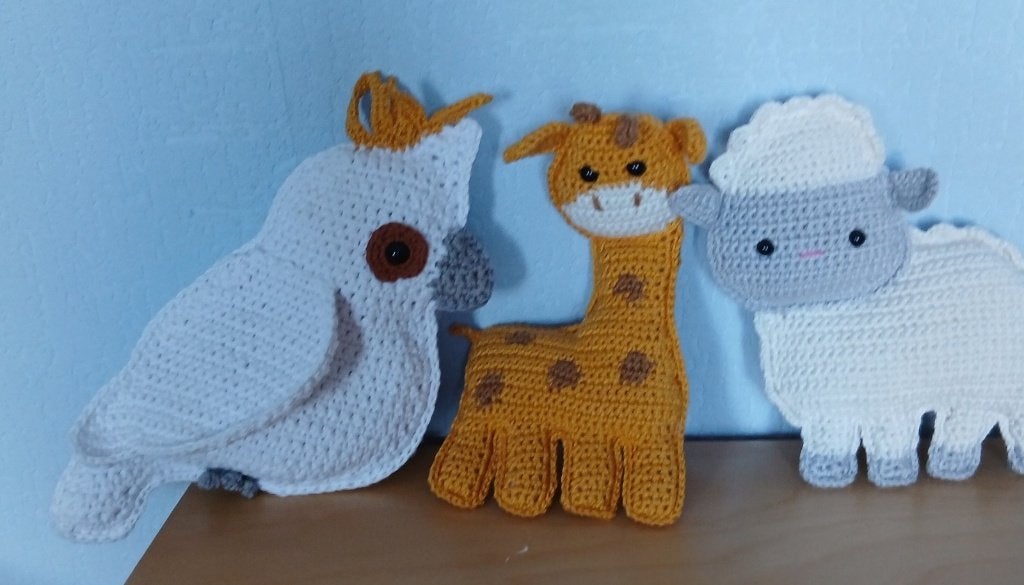 Gehaakte knuffel vogel, giraf, schaap, Ophalen of Verzenden, Nieuw, Overige typen, Handgemaakt