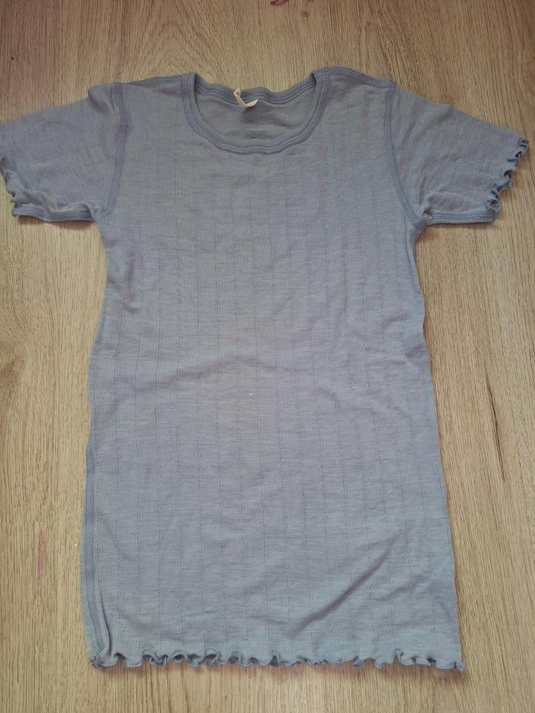 Dilling wol/zijde pointelle shirt lichtblauw 134/140, Kinderen en Baby's, Jongen of Meisje, Ophalen of Verzenden, Zo goed als nieuw