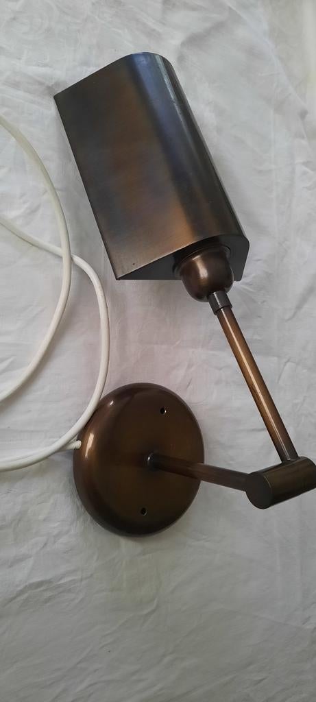 Vintage bronzen wandlamp met verstelbare arm, Ophalen of Verzenden