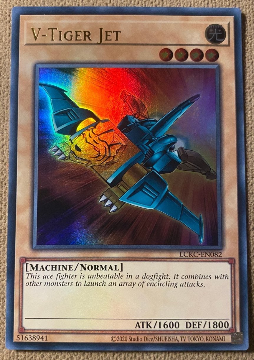 Yu-Gi-Oh! V-Tiger Jet LCKC Print !, Ophalen of Verzenden, Zo goed als nieuw, Losse kaart, Foil