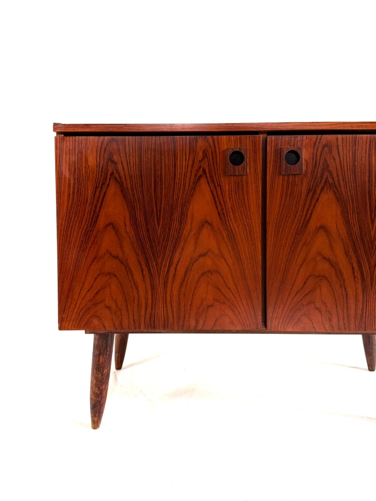 Vintage Deens Palissander houten sideboard ‘60, Vintage retro buisframe design rotan webbing papercord deens, Met lade(s), Zo goed als nieuw