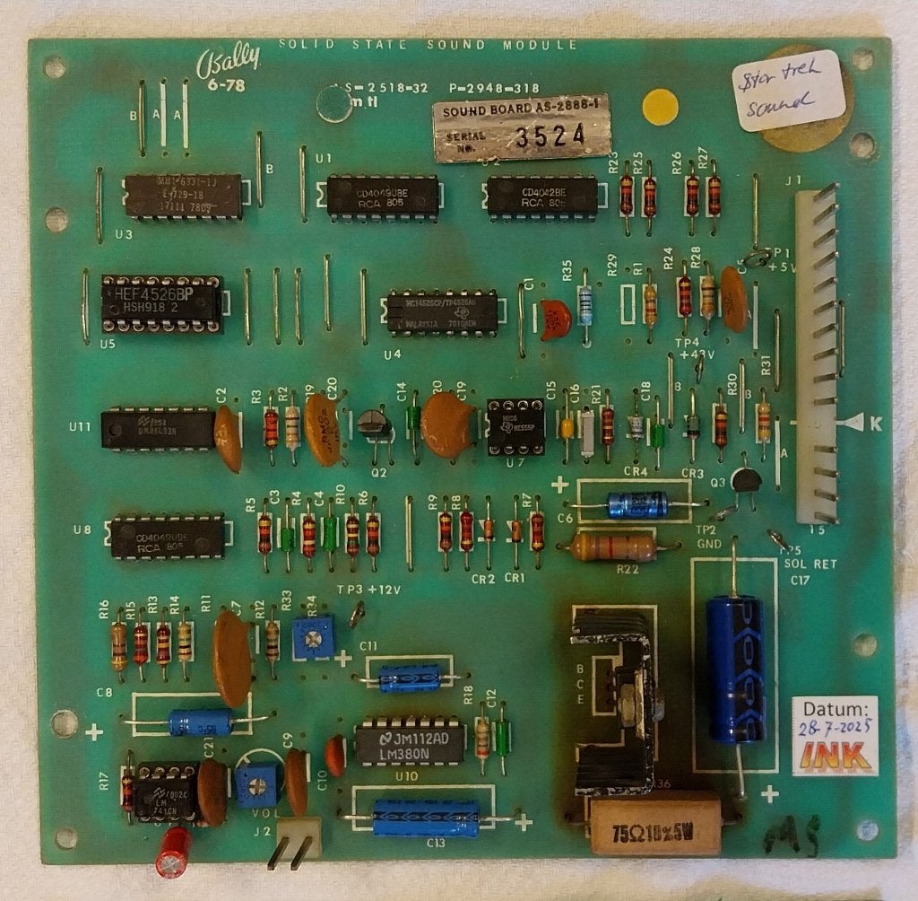 Te koop: Bally flipperkast AS-2518-32 geluidsbord, Verzamelen, Gebruikt, Elektronisch, Bally, Onderdeel of Defecte kast